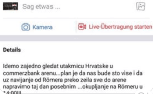 Neki  od poziva kojima se pozivaju hrvatski navijači na okupljanje na Römer / Foto:Scrennshot