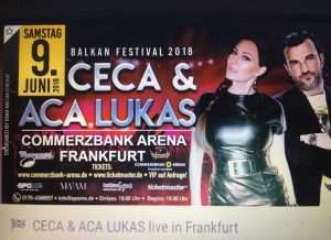 Flayer za nedavni koncert Cece i Ace Lukasa u Commerzbank Areni u Frankfurtu