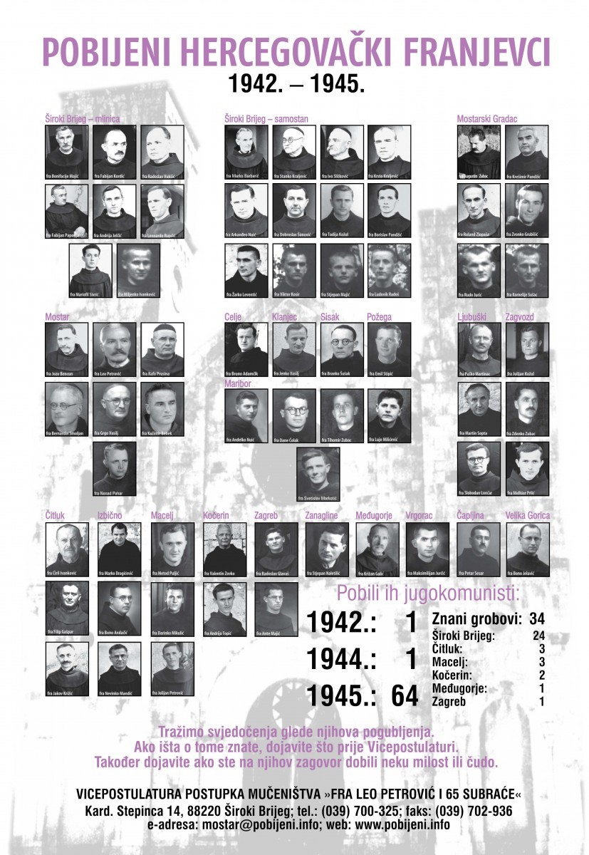 Idućeg tjedna započinju "IX. Dani pobijenih hercegovačkih franjevaca" - 74. obljetnica jugokomunističkog ubojstva 66 katoličkih svećenika pobijeni-hercegovacki-franjevci