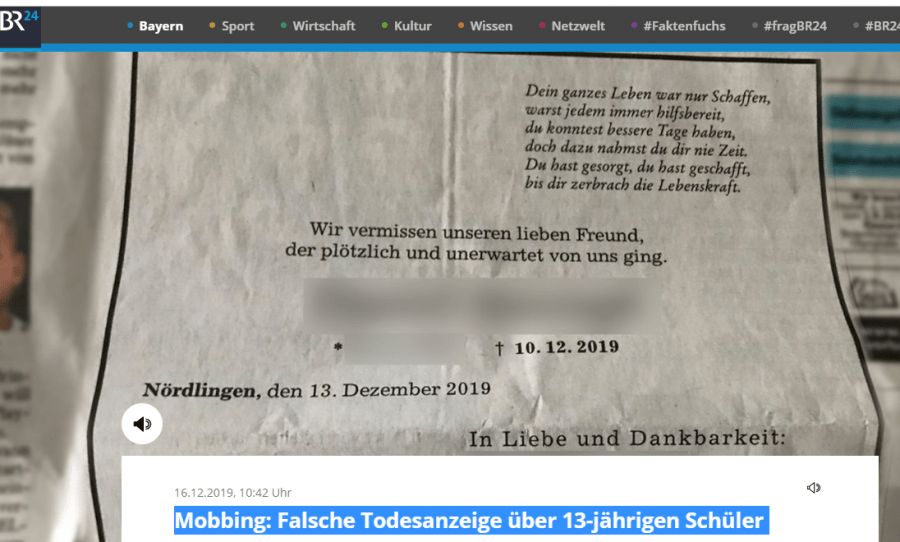 Lažna osmrtnica /Foto:Preslik/BR24