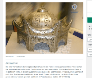 Policija je objavila fotografiju pronađene krune