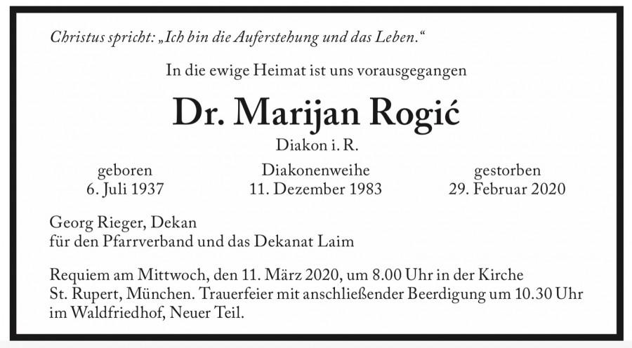 Osmrtnica Marijan Rogic