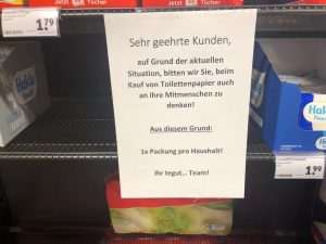 Obavijest kupcima u Tegut trgovini u Frankfurtu / Foto: Fenix
