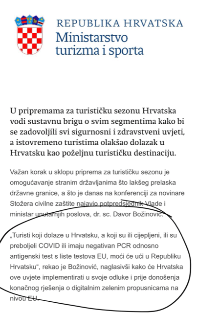 LAKŠI ULAZAK U HRVATSKU: Od 1. travnja stupa na snagu novi paket mjera, priznaje se i antigenski test?