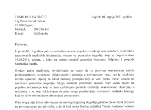 HORVATINČIĆ UPUTIO DOPIS JAVNOSTI: Žrtva sam medijske harange i neprofesionalnog izvještavanja