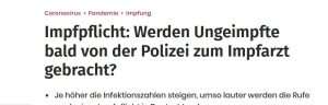 NJEMAČKI MEDIJI: Hoće li policija uskoro necijepljene dovoditi liječniku na cijepljenje?