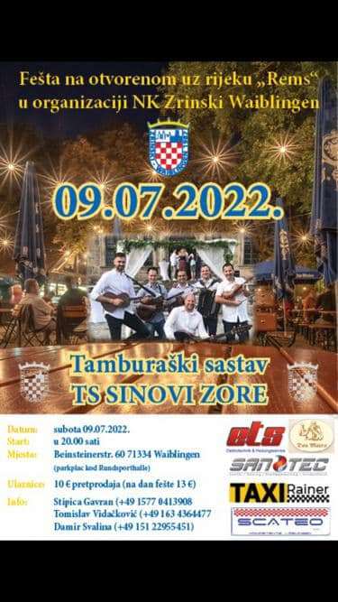 TURNIR I GLAZBA UŽIVO: NK Zrinski Waiblingen poziva sve na feštu na otvorenom