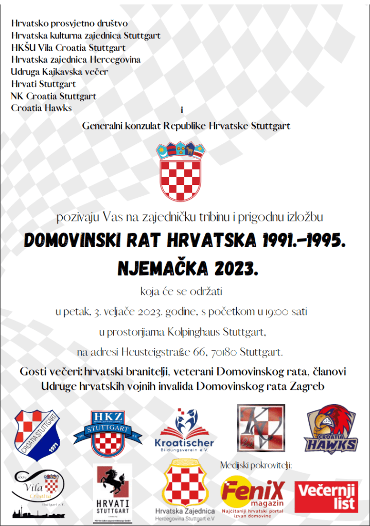 STUTTGARTSKI SKUP KOJI SE NE PROPUŠTA: Domovinski rat Hrvatska 1991.-1995. - Njemačka 2023.