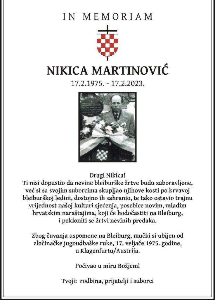IN MEMORIAM: Godišnjica Udbina ubojstva Nikice Martinovića za koje nitko nije odgovarao