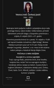 ZBOGOM VESNA! Hrvati u Münchenu se opraštaju od Hrvatice koju su mnogi poznavali i voljeli je jer je nesebično pomagala svima koji su joj se obratili za pomoć