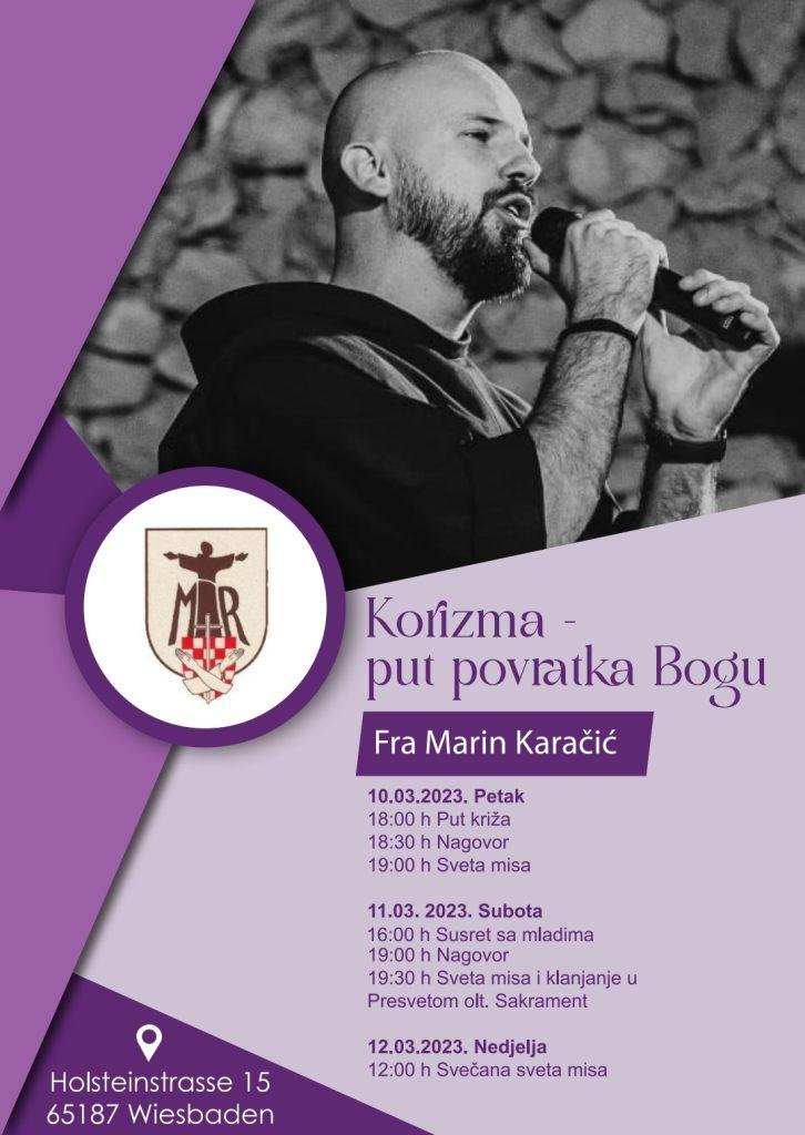 HKŽ WIESBADEN: Korizmena duhovna obnova s fra Marinom Karačićem HKŽ WIESBADEN: Korizmena duhovna obnova s fra Marinom Karačićem