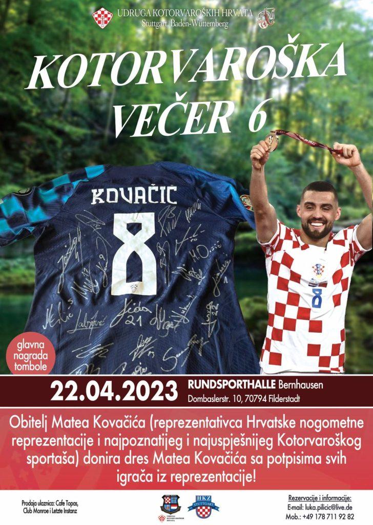 VELIKI INTERES HRVATA IZ STUTTGARTA I OKOLICE: Na Kotorvarošku večer dolazi poseban gost, Gvardiol, Kovačić i Sosa daruju svoje dresove za humanitarnu tombolu