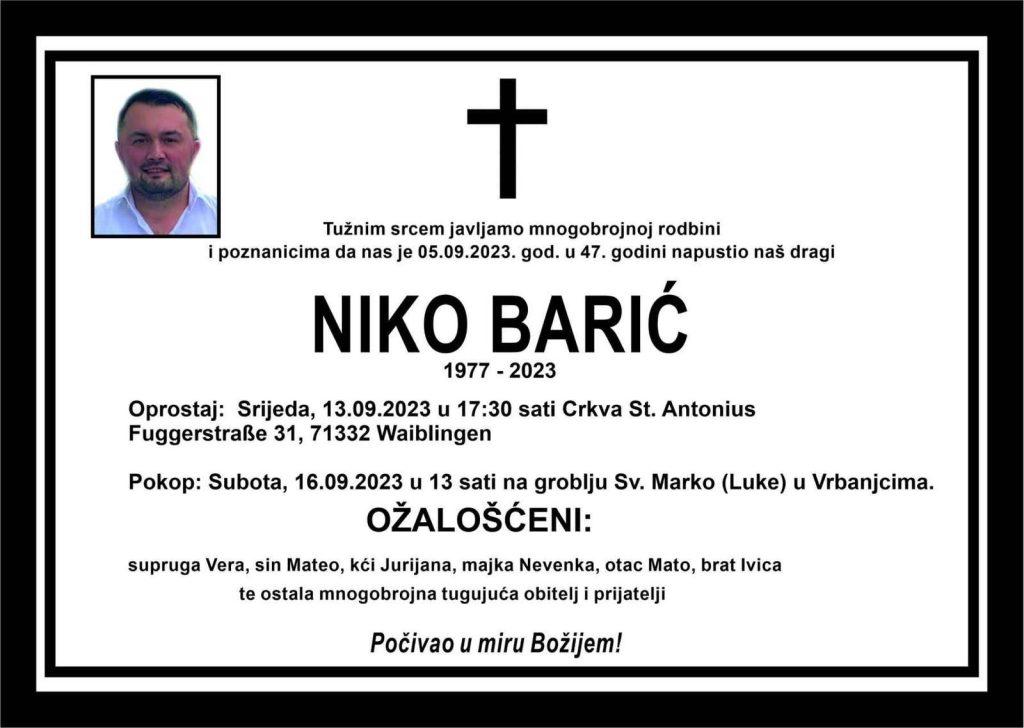 TUŽNA VIJEST IZ NJEMAČKE: U 47. godini života preminuo je Niko Barić, jedan od utemeljitelja Udruge kotorvaroških Hrvata Stuttgart i Baden-Württemberga