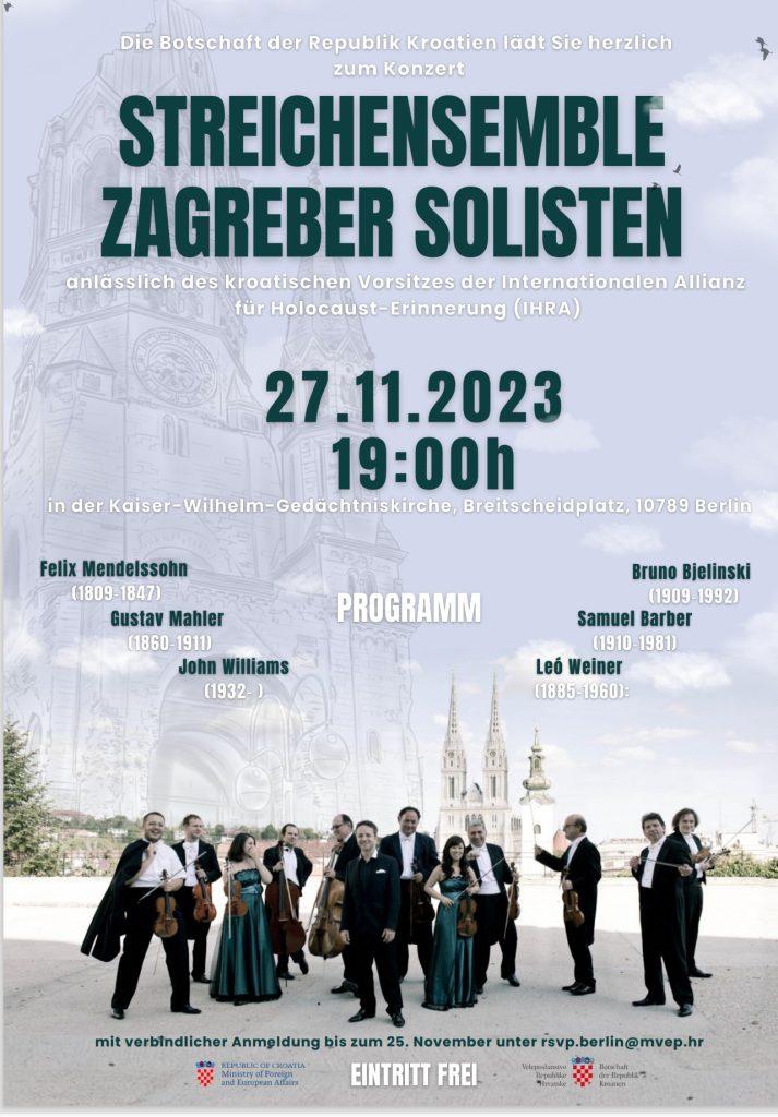 ZAGREBAČKI SOLISTI U BERLINU: Veleposlanstvo RH u Berlinu poziva na koncert