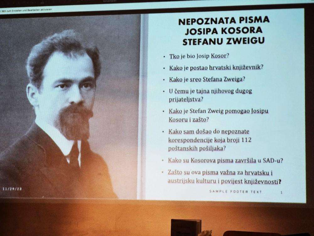 BEČ:  Matičević i Glowatzky predstavili Bečanima nepoznata pisma Josipa Kosora prijatelju Stefanu Zweigu