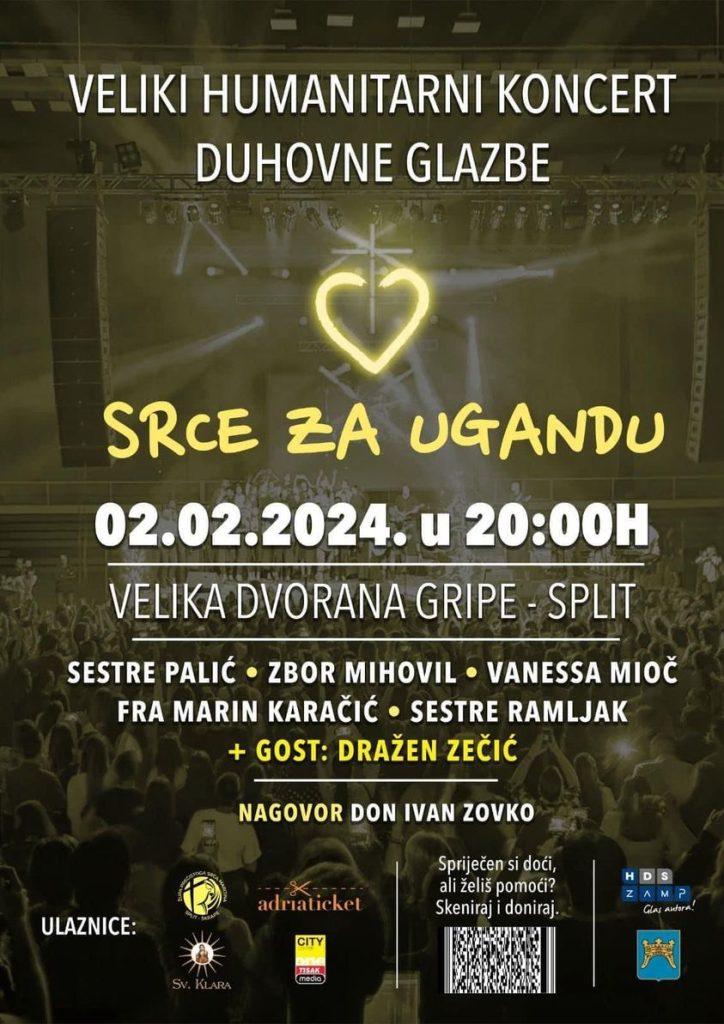 KONCERT DUHOVNE GLAZBE U SPLITU: Organizatori koncerta "Srce za Ugandu" iz Župa Gospe Fatimske iz Splita očekuju punu veliku dvoranu gledatelja na Gripama