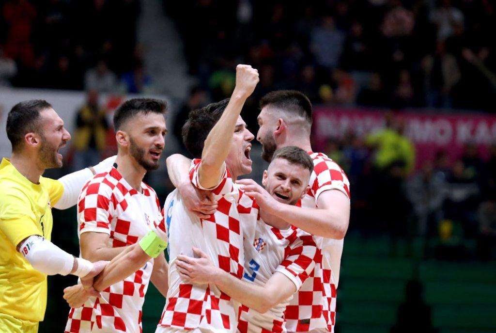 Slavlje igrača futsalske reprezentacije Hrvatske / Foto: Hina