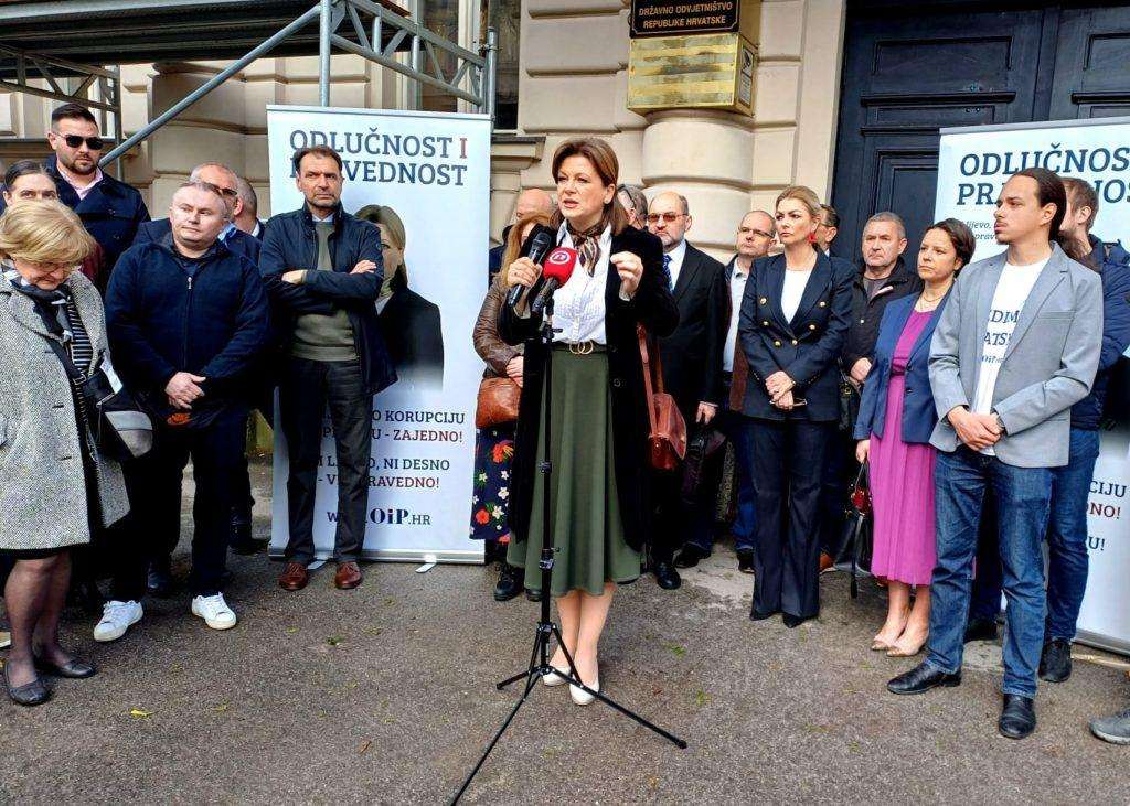 Karolina Vidović Krišto tijekom predizbornog govora / Foto: OiP