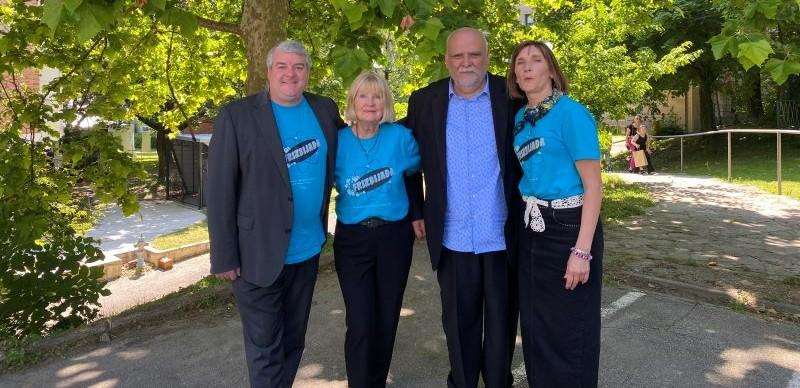 Ravnatelj Instituta za fiziku, dr. sc. David M. Smith, Ankica Karačiž, Ante Karačić i dr.sc Irena Ciglenečki Jušić / Foto: Fenix (JL)