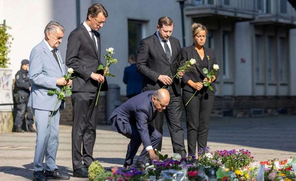 DRESDEN/ERFURT: Wahlkampf in Thüringen und Sachsen geht in den Endspurt Olaf Scholz u Solingenu/ Foto: Thomas Banneyer/dpa