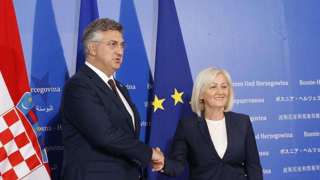 Andrej Plenkovic i Borjana Krišto u Sarajevu / Foto: Hina