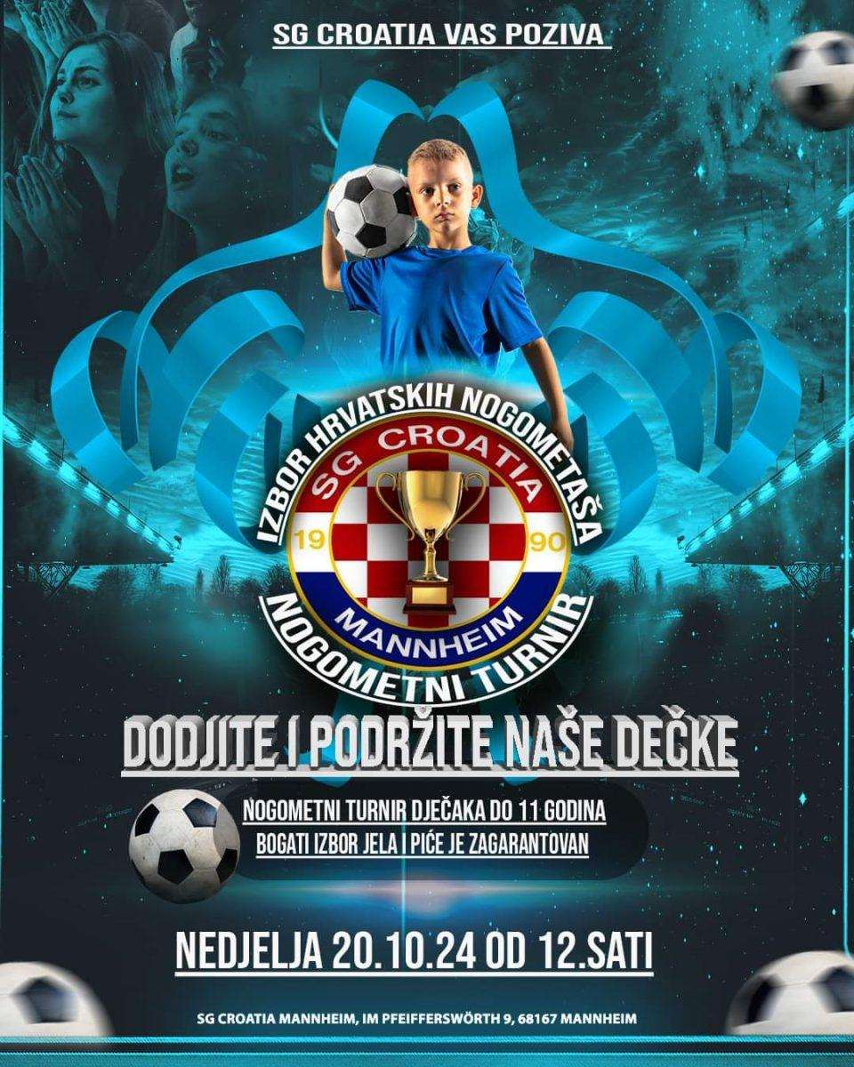 MANNHEIM: U nedjelju 20. listopada Hrvatski turnir juniora do 11 godina u organizaciji SG Croatia Südwest Najavni plakat hrvatskog juniorskog turnira u Mannheimu / Foto: Fenix (M. Lozančić)