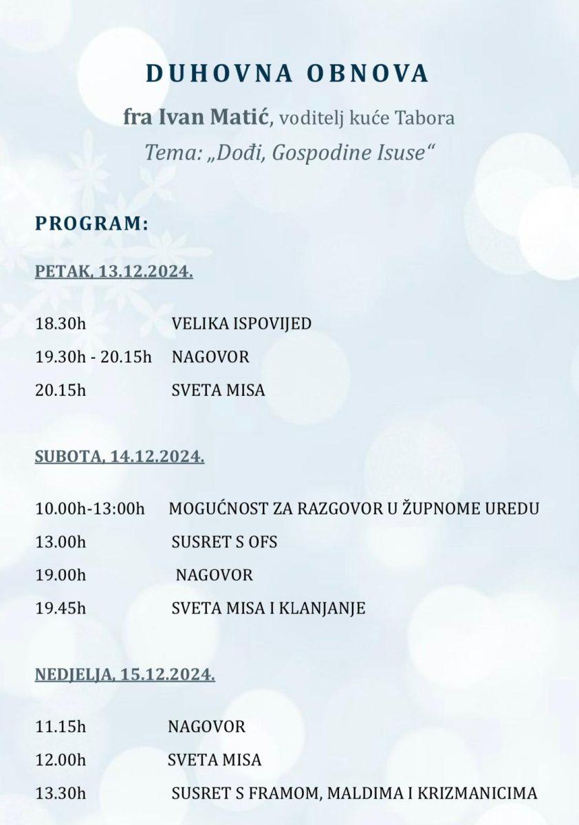 DUHOVNA OBNOVA U HKŽ WIESBADEN: Fra Ivan Matić, voditelj Kuće susreta Tabor u Samoboru stiže Hrvatima u glavni grad Hessena