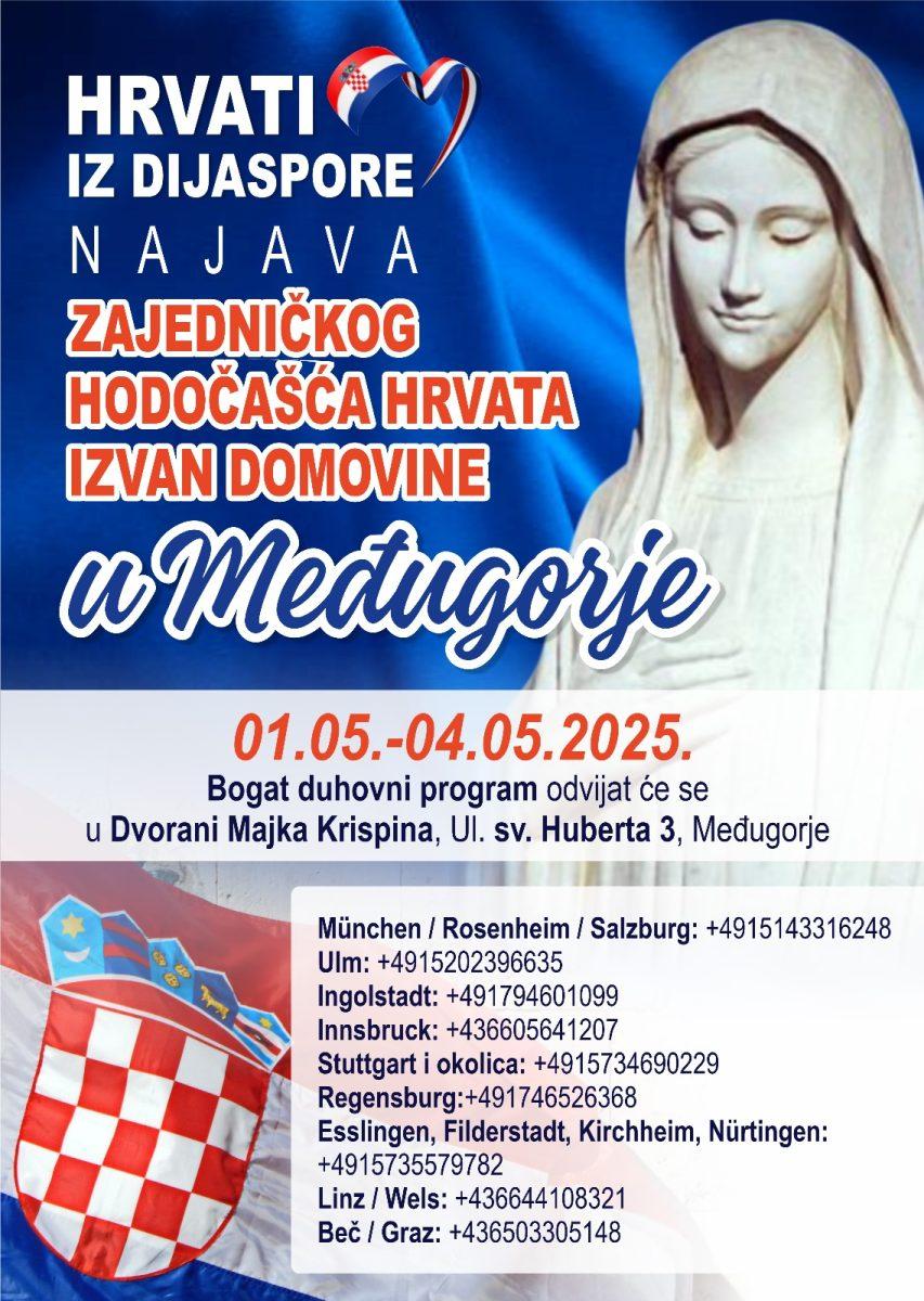 ZAJEDNIČKO HODOČAŠĆE HRVATA IZVAN DOMOVINE U MEĐUGORJE : Poznato je kojeg je datuma i na koje brojeve se treba prijaviti