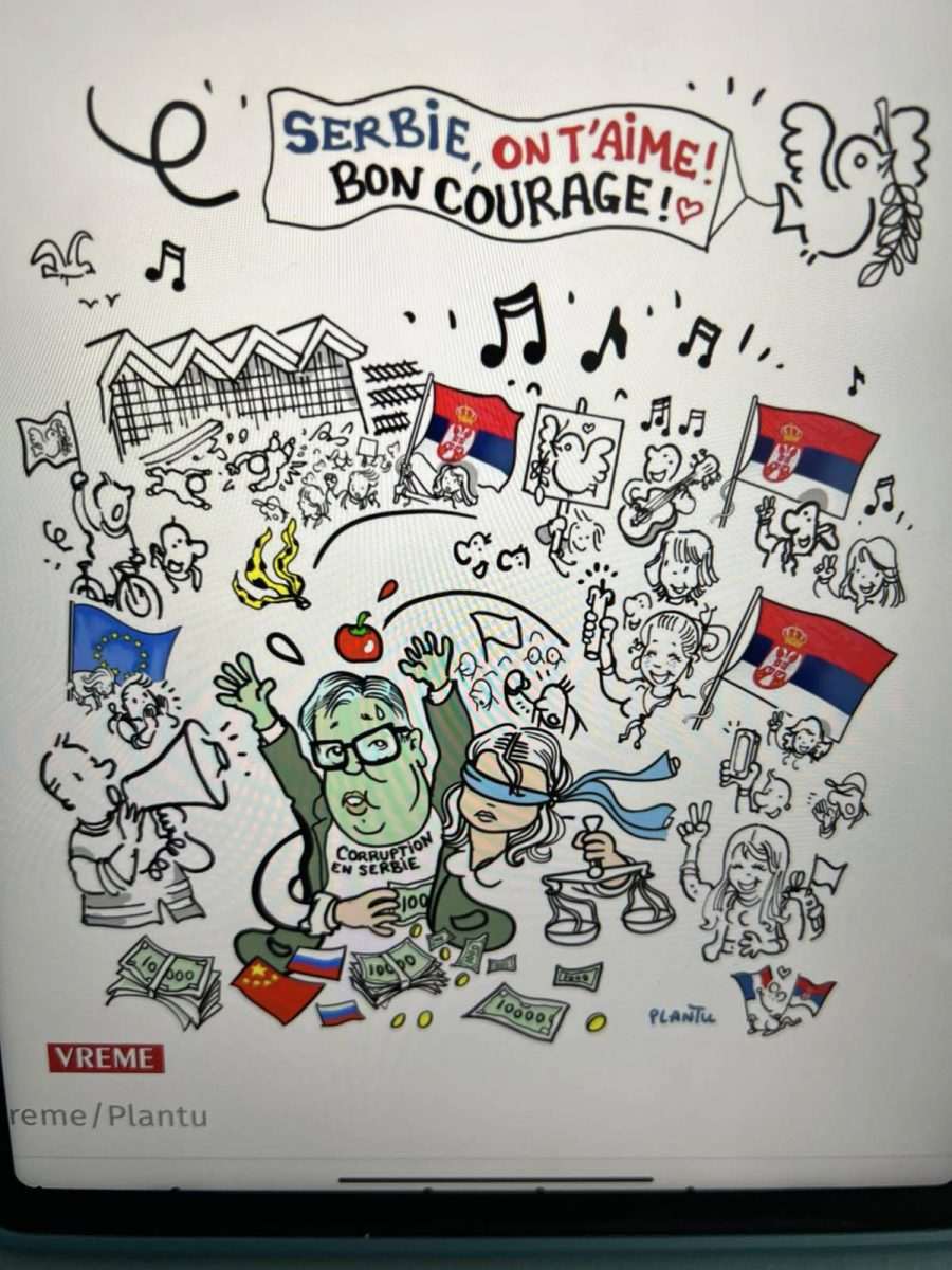 Francuski karikaturist Plantu podržao studentske prosvjede u Srbiji / Foto: Hina