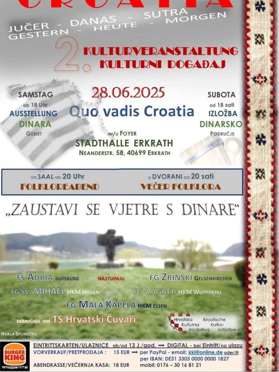 U ZNAKU TRADICIJE: Hrvatska kulturna inicijativa Wuppertal organizira veliki događaj u Erkrathu U ZNAKU TRADICIJE: Hrvatska kulturna inicijativa Wuppertal organizira veliki događaj u Erkrathu