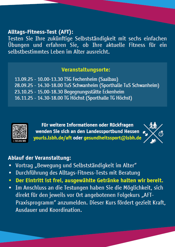 VIER VERANSTALTUNGEN IM HERBST IN FRANKFURT: Ältere Menschen für aktiven Lebensstil begeistern    