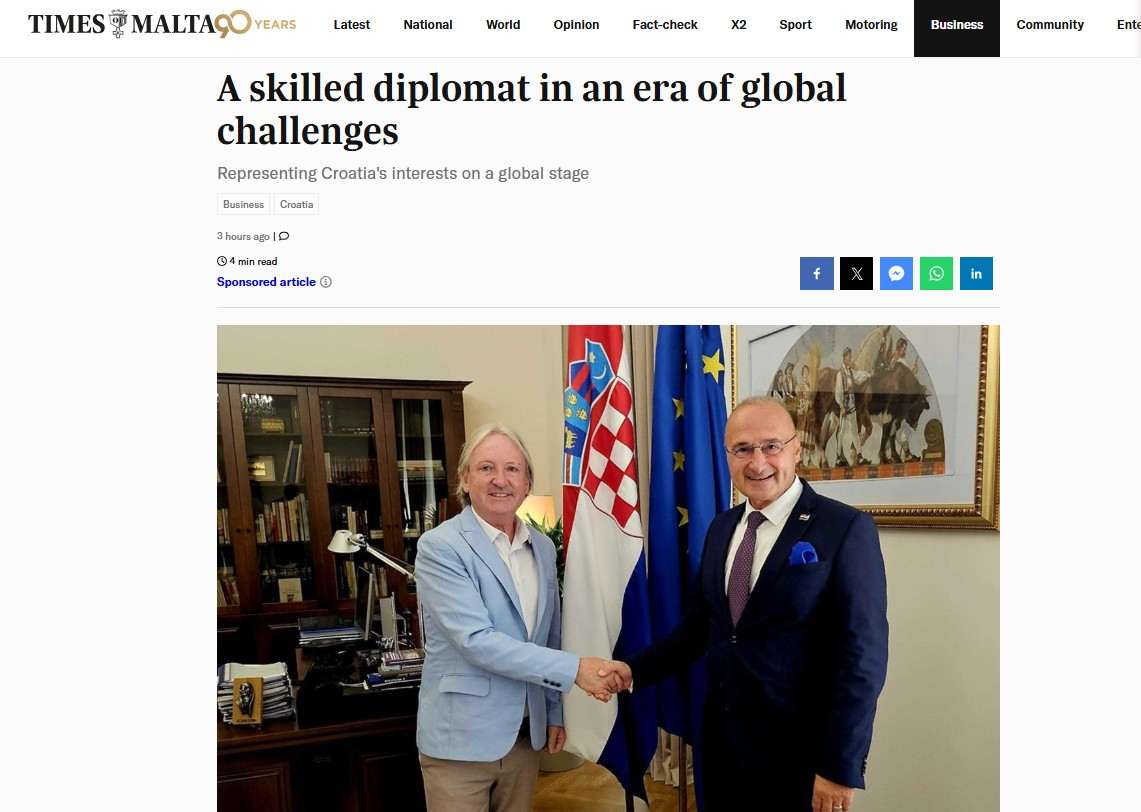 Gordan Grlić Radman je dao intervju za Times of Malta/ Foto: Preslik