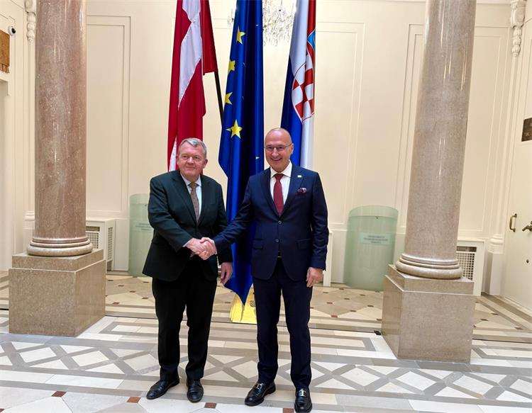 Ministar Gordan Grlić Radman s ministrom vanjskih poslova Kraljevine Danske Larsom Løkkeom Rasmussenom/ Foto: MVEP