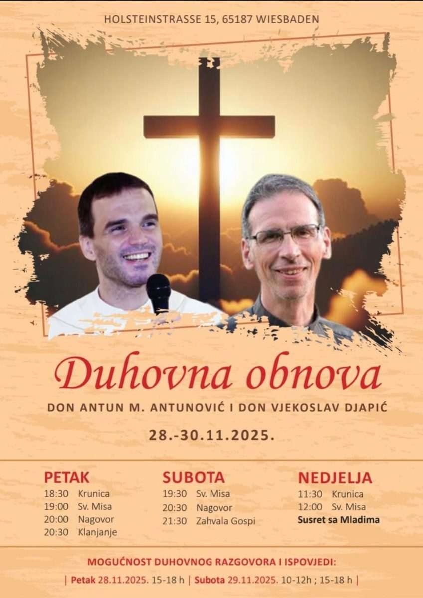 DUHOVNA OBNOVA U HKŽ WIESBADEN: Iz Hrvatske stižu don Antun Mate Antunović i don Vjekoslav Đapić