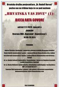 POZNATI DATUMI: Hrvatska družba povjesničara „Dr. Rudolf Horvat“ organizira seriju tribina „Hrvatska vas zove“ povodom 35. godišnjice Domovinskog rata