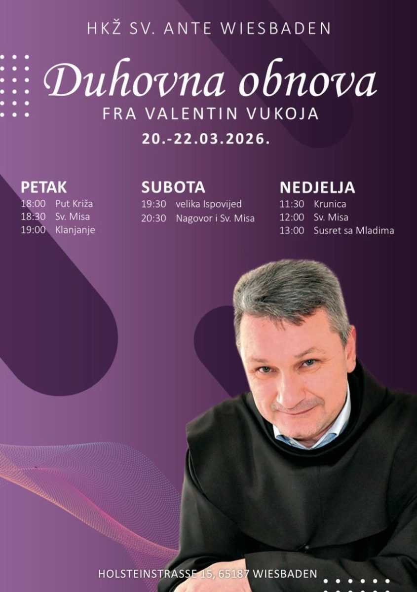 DUHOVNA OBNOVA U WIESBADENU: Fra Valentin Vukoja predvodi trodnevnu duhovnu obnovu