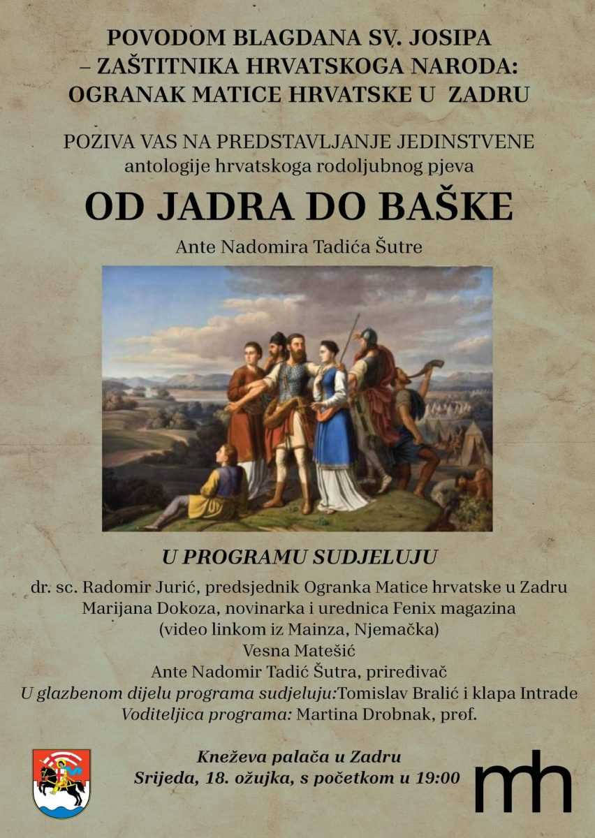 ZNAČAJAN DOGAĐAJ U ZADRU: U povodu blagdana sv. Josipa Ante Nadomir Tadić Šutra predstavlja jedinstvenu antologiju