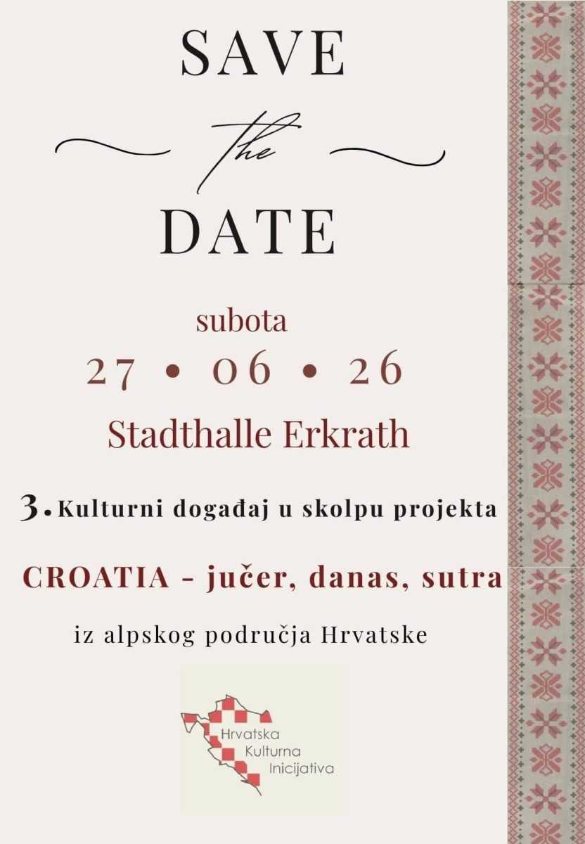 U ZNAKU TRADICIJE: Hrvatska kulturna inicijativa Wuppertal organizira 3. po redu Kulturni događaj u Erkrathu U ZNAKU TRADICIJE: Hrvatska kulturna inicijativa Wuppertal organizira 3. po redu Kulturni događaj u Erkrathu